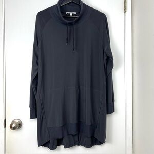 Sympli Motion Raglan Ruched Hem Tunic Top size 14 Dark Gray Pockets Lagenlook